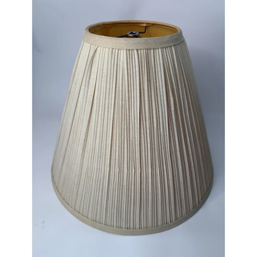 Vintage Ivory Pleated Fabric Large Lamp Shade 12x16